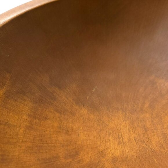 Vintage Wooden Bowl 8" Ovoid Pedestal MCM Farmhouse Bowl Woodcroftery - Picture 5 of 12